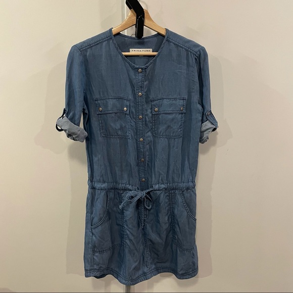 Trina Turk Lyocell Cotton Denim Button Up Dress - Picture 2 of 8